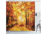 Abakuhaus Tenda Da Doccia Country, Autunno In Ombra Nella Foresta Pastorale Calma Semplice Vita Natura Pittura Sentiero Arte, 175 X 200 Cm, Arancione Marrone
