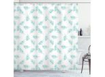 Abakuhaus Tenda Da Doccia Turchese, Fiori Rami Freschi Botanici Curve Decorative Linee Primavera Arte, 175 X 200 Cm, Turchese