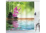 Abakuhaus Tenda Da Doccia Spa, Orchidea Fiore Pietra Orientale Cultura Spiritualità Benessere Tropicale Vacanza, 175 X 200 Cm, Verde Felce Fucsia