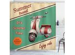 Abakuhaus Tenda Da Doccia Vintage, Scooter Moto Viaggio Estivo Italiano Scooter Città Traffico Motivo Grunge, 175 X 200 Cm, Multicolore