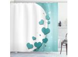 Abakuhaus Tenda Da Doccia Turchese, San Valentino Romantic Art Con Cuori Stelle Matrimonio Felicità Tema, 175 X 200 Cm, Turchese Verde Acqua Bianco