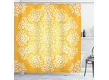 Abakuhaus Tenda Da Doccia Gialla, Motivo Floreale Con Ornamenti Decorativi, Sfumature Di Colore Dai Toni Caldi, 175 X 200 Cm, Giallo E Bianco