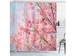 Abakuhaus Tenda Da Doccia Con Fiori, Fiori Di Ciliegio Giapponesi - Rami Ricoperti Di Fiori Di Ciliegio - Immagine Primaverile, 175 X 200 Cm, Rosa Pallido E Azzurro