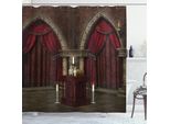 Abakuhaus Tenda Da Doccia Gotica, Misteriosa Stanza Buia Nel Castello Antiche Colonne Candele Atmosfera Spirituale, 175 X 200 Cm, Nero E Rosso