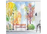 Abakuhaus Tenda Da Doccia Con Motivo Paesaggistico, Foglie Autunnali Disegnate A Mano, 175 X 200 Cm, Multicolore