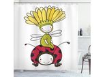 Abakuhaus Tenda Da Doccia Con Caricatura, Fata Dei Fiori Sorridente Coccinella Personaggio Fantastico Divertente, 175 X 200 Cm, Multicolore