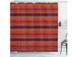 Abakuhaus Tenda Da Doccia Arancione, Motivi Etnici Tribali Disegnati A Mano In Stile Astratto, 175 X 200 Cm, Arancione Rosso Prugna