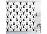 Abakuhaus Tenda Da Doccia Con Cervi, Immagini Di Ombre Di Animali Grunge E Triangoli In Stile Hipster, 175 X 200 Cm, Bianco Nero