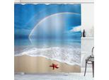 Abakuhaus Tenda Da Doccia Stella Marina, Arcobaleno Sul Mare Nuvole E Cielo Sereno Onde Spumeggianti Sulla Spiaggia Sabbiosa, 175 X 200 Cm, Multicolore