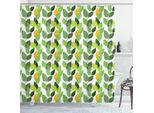 Abakuhaus Tenda Da Doccia Con Foglie, Illustrazione Astratta Di Natura Con Fogliame Verde, 175 X 200 Cm, Verde Felce E Calendula