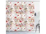 Abakuhaus Tenda Da Doccia Con Motivi Floreali, Fiori E Foglie Romantici Disegnati A Mano, Stagione Primaverile, Giardino Vintage, 175 X 240 Cm, Multicolore