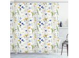 Abakuhaus Tenda Da Doccia Con Motivi Floreali, Fiori Selvatici, Papaveri E Margherite, Natura Rurale, Prati Rustici, 175 X 220 Cm, Verde Pallido, Giallo, Blu