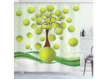 Abakuhaus Tenda Da Doccia Tennis, Motivo Palline Da Tennis Con Motivo A Spirale Composizione Astratta In Verde, 175 X 200 Cm, Verde Chiaro Marrone Bianco