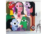 Abakuhaus Tenda Da Doccia Artistica, Donne Con Emozioni Stile Moderno Astratto Dipinti Colorati Stampa Divertente Forme Design, 175 X 180 Cm, Multicolore