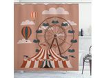 Abakuhaus Tenda Da Doccia Circus, Ruota Panoramica, Mongolfiera, Cielo, Nuvole, Divertimento, Tema Festivo, Illustrazione Volante, 175 X 200 Cm, Multicolore
