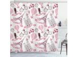 Abakuhaus Tenda Da Doccia Torre Eiffel, Viaggi A Parigi Tema Luna Di Miele Fiori Romanticismo Mongolfiera Bicicletta Scarpa, 175 X 200 Cm, Bianco Rosa