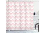 Abakuhaus Tenda Da Doccia Angolare, Motivo A Zig Zag Chevron In Colori Tenui Semplicità Design Artistico, 175 X 240 Cm, Rosa Pallido Bianco