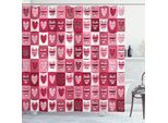Abakuhaus Amore Tenda Da Doccia, Cuori Per San Valentino Motivo Geometrico Artistico A Quadrati, 175 X 240 Cm, Rosa Secca Bianca