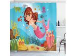 Abakuhaus Tenda Da Doccia Subacquea, Sirena Fatata, Il Mondo Sottomarino Sorride, Tema Sorridente E Simpatico, 175 X 240 Cm, Multicolore