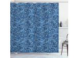Abakuhaus Tenda Da Doccia Asiatica, Artistica Zentangle Art Cerchi, Linee Intricate Esotiche, 175 X 180 Cm, Azzurro Pallido Blu Navy