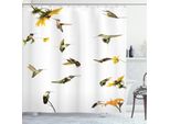 Abakuhaus Tenda Da Doccia Kolibri, Fiori Tropicali E Foglie Naturali, Fogliame Vivace, Foresta Pluviale Esotica, 175 X 240 Cm, Beige Verde Giallo