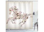 Abakuhaus Tenda Da Doccia Astratta, Fiori Astratti Cavallo Fiori Foglie Motivo Decorativo Paisley Grafica Vortice, 175 X 200 Cm, Verde Marrone Marrone Rosa