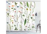 Abakuhaus Tenda Da Doccia Con Fiori Acquerellati, Vari Tipi Di Fiori Con Erbe, Piante Infestanti, Elementi Terrestri, 175 X 180 Cm, Multicolore