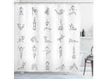 Abakuhaus Tenda Da Doccia Yoga, Movimento Attività Fisica Ragazze Posizioni Meditazione Illustrazione Monocromatica, 175 X 180 Cm, Bianco Nero