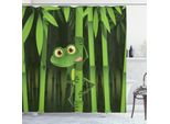 Abakuhaus Tenda Da Doccia Con Animali, Divertente Illustrazione Di Una Simpatica Rana Su Un Tronco Nella Giungla Di Bambù, 175 X 240 Cm, Verde