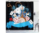 Abakuhaus Alice Nel Paese Delle Meraviglie Tenda Da Doccia, Coniglio Motion Cups Cuori E Fiori Personaggio Alice Stile Cartone Animato, 175 X 220 Cm, Multicolore