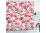 Abakuhaus Tenda Da Doccia Con Fiori Acquerellati, Stampa Artistica Con Motivi Floreali Vittoriani Con Peonie E Rose, 175 X 240 Cm, Bianco Rosa Rosso