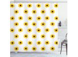 Abakuhaus Tenda Da Doccia Con Motivo Girasole, Motivo Girasole Su Sfondo Bianco Elementi Naturali Arte Semplice Stagionale, 175 X 180 Cm, Giallo