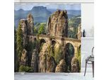 Abakuhaus Tenda Da Doccia Medievale, Famoso Ponte Bastionato Storico Nella Svizzera Tedesca, Patrimonio Culturale Medievale, 175 X 200 Cm, Grigio Verde