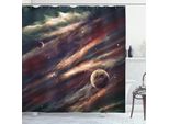 Abakuhaus Tenda Da Doccia Spaziale, Pianeti Sopra Nebbia Gas Nuvole Spazio Galassia Mistica Illustrazione Stelle, 175 X 240 Cm, Rosa Essiccata Avorio
