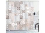 Abakuhaus Tenda Da Doccia Orient, Motivo Orientale, Motivo Patchwork Pastello, Decorazione In Filigrana, Illustrazione, 175 X 220 Cm, Beige Bianco Grigio