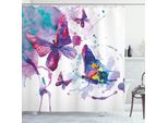 Abakuhaus Tenda Da Doccia Con Farfalle, Stampa Acquerello Con Disegno Di Farfalle, Energia Spirituale, Arte Moderna, 175 X 200 Cm, Multicolore