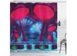 Abakuhaus Tenda Da Doccia Con Funghi, Funghi Magici Con Illustrazioni Autentiche, Bosco Incantato, Motivo Psichedelico, 175 X 220 Cm, Blu Rosso
