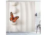 Tenda Da Doccia Abakuhaus Spa, Motivo Semplice Con Farfalla E Rocce Wellness Purity Healing Serenity Bohemian, 175 X 200 Cm, Arancione Bianco
