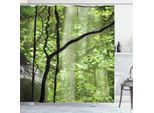 Abakuhaus Tenda Da Doccia Rainforest, Vista Giungla Cascata Rocce Alberi Bellezza Naturale Atmosfera Selvaggia, 175 X 240 Cm, Verde Marrone
