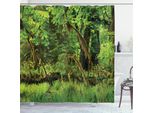 Abakuhaus Tenda Da Doccia Rainforest, Alberi Con Muschio Natural Paradise Silenzio Nella Natura Selvaggia Illustrazione Rilassante, 175 X 220 Cm, Verde
