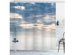 Abakuhaus Tenda Da Doccia Nautica, Yacht A Vela Al Mattino Su Un Mare Calmo, Vista Cielo Nuvoloso, Tranquillo, 175 X 180 Cm, Blu