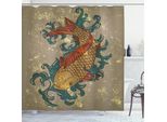 Abakuhaus Tenda Da Doccia Giapponese, Sporco Stile Asiatico Orientale Acqua Carpa Koi Pesce Acqua Motivo, 175 X 200 Cm, Multicolore