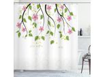 Abakuhaus Tenda Da Doccia Con Fiori, Ramo Con Fiori E Foglie, Illustrazione Cartoon, Infanzia Felice, Estate, Natura, Arte, 175 X 240 Cm, Verde Rosa
