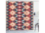 Abakuhaus Tenda Da Doccia Ikat, Doppio Batik Tie Dye Orientale, Grafica Art Ikat Culture Artisan, 175 X 200 Cm, Rosso Arancione Verde Acqua