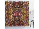 Abakuhaus Tenda Da Doccia Psichedelica, Effetto Doodle Retrò Old Fashion, Motivo Tribale, Immagine Hippie Funky, 175 X 180 Cm, Multicolore