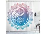 Abakuhaus Tenda Da Doccia Ying Yang, Motivo Mandala Rotondo Sfumato Con Yin Yang Terzo Occhio - Arte Asiatica Mistica Zen Culturale, 175 X 200 Cm, Rosa Blu