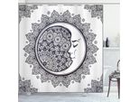 Abakuhaus Tenda Da Doccia Zodiaco, Forma Mandala Zentangle Simbolo Alchemico Ornamenti A Forma Di Mezzaluna Illustrazione, 175 X 220 Cm, Blu Scuro Bianco