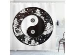 Abakuhaus Tenda Da Doccia Ying Yang, Stelle E Luna Design Mistico Asiatico Stampa Con Immagine Del Cielo Stellato, 175 X 220 Cm, Bianco E Nero