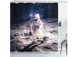 Abakuhaus Tenda Da Doccia Spaziale, Chiaro Di Luna Astronauta Spaziale Cosmo Galassia Stelle Pianeti Motivo Fotografico, 175 X 220 Cm, Marrone Blu