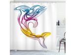 Abakuhaus Tenda Da Doccia Con Animali Marini, Illustrazione Digitale Contemporanea Con Sfumature Di Colore E Motivo Minimalista, 175 X 240 Cm, Multicolore